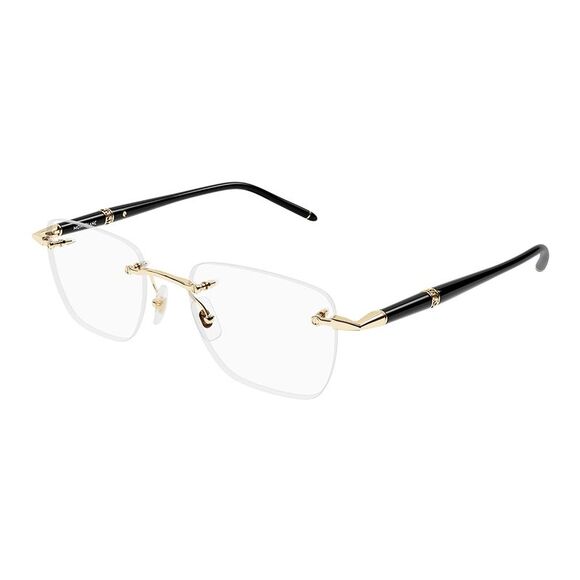 MontBlanc MEISTERSTUCK MB 0346O 001 Gold/Black Metal Rimless Eyeglasses 53mm - Picture 1 of 3